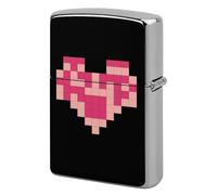 Pixel Shaped Heart Lighter Case Pouch Double-Sided Metal Lighter Sleeve Scratch & Drop Resistant Lighters Protector Fits Standard Kerosene Lighters Pocket Protective Cover for Camping Party