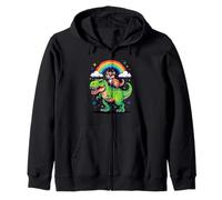 Pixel Style Art Ferret T-Rex Tyrannosaurus 8 Bit Graphics Zip Hoodie