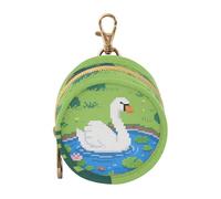 Pixel Style Cartoon White Swan Green Grass Baby Pacifier Storage Case with Zipper and Clip Coin Purse Wallet Bag, Baby Items Container Box