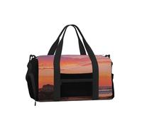 Pixel Sunset Art Sports Duffel Bag with Shoe Compartment-Lightweight Gym Weekender for Men Women, Waterproof Travel Tote with Wet Pocket