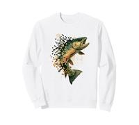 Pixel Trout Fishing Graphic Retro Digital Angler Design Sweatshirt