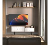 Pixel TV Unit White & Vintage Oak 2 Drawers 128cm