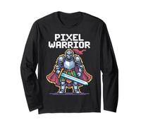 Pixel Warrior - Knight Holding Sword Retro Pixel Art Long Sleeve T-Shirt