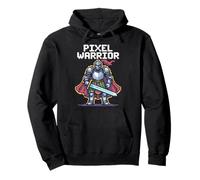 Pixel Warrior - Knight Holding Sword Retro Pixel Art Pullover Hoodie