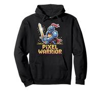 Pixel Warrior - Knight Holding Sword Retro Pixel Art Pullover Hoodie