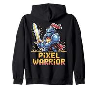 Pixel Warrior - Knight Holding Sword Retro Pixel Art Zip Hoodie
