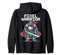 Pixel Warrior - Knight Holding Sword Retro Pixel Art Zip Hoodie