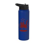 Pixel Y2K 90s Scary Tomcat Cat is Scared Under Stars Stainless Steel Insulated Water Bottle