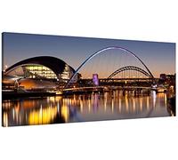 Pixel Zone Panoramic Canvas Picture Tyne Bridges Sunset Newcastle 96cm x 46cm (38 x 18 inches)