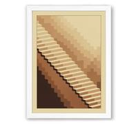 Pixelated Descent Geometric Framed Wall Art Print A4 (29.7×21cm) White, Wall Decor for Living Room, Bedroom, Office & Home, Ready to Hang, Art Gift