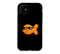 Pixelated Goldfish Snack With Thug Pixel Sunglasses Case for iPhone 11