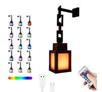Pixelated Lantern Night Light, 16 Color Led Wall Mood Night Light, Retro Pixel Table Wall Light with Chain for Gamer Boys Girls Man Game Room