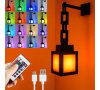 Pixelated Lantern Night Light - USB Rechargeable Night Lamp - 16 Colors LED Mood Light Touch Switch & Remote Control - Wall or Table Mounting Lights, Ideal for Room, Game Room Decor, Gifts for Boys