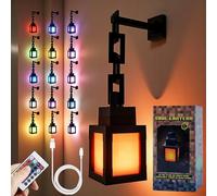 Pixelated Minecraft Lantern Night Light - USB Rechargeable Night Lamp - 16 Colors LED Light Switch & Remote Control - Wall Mounting Lights, Ideal for Room, Game Room Decor, Christmas Gifts for Boys