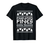 Pixelated Pines and Digital Delights Christmas IT Technician Value Graphic T-Shirt, Men, Black, L