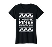 Pixelated Pines and Digital Delights Christmas IT Technician Value Graphic T-Shirt, Women, Black, XS