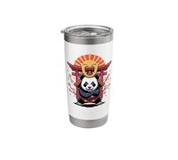 Pixelated Retro Japanese Samurai Panda Bear Pandas Stainless Steel Insulated Tumbler