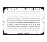 PIXELDERMA Teddy Roosevelt Quotes-The Man in the Arena-Inspirational Wall Art Tin Sign,Retro Art HomeHome-Office-School Garden Garage Wall Bathroom Kitchen Decor Classic Metal signs8x12 Inch