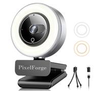 PixelForge 2K Webcam for PC with Microphone, Light and Privacy Cover, Webcam for Computer/Laptop/Monitor/Mac, USB Streaming Camera 2560x1440p