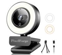 PixelForge 2K Webcam for PC with Microphone & Light & Privacy Cover
