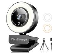 PixelForge 4K Webcam for PC with Microphone & Light & Privacy Cover, Web Camera for Desktop Computer/Laptop/Monitor/Mac, USB Streaming Camera for Zoom/Skype/Teams/Video Calling/Studying and Conference
