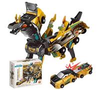 PixelPlush Christmas Dinosaur Collision Transforming Car 2 In 1 Collision Deformation Cars Transforming Dinosaur Car for Kids Parent-Child Interactive Toys for Kids Birthday