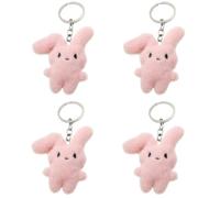 PixelPlush Cute Bunny Keychain 4 Pack Fluffy Rabbit Plush Keyring for Backpack Bunny Bag Charm Kawaii Animal Key Chain Ornament Rabbit Pendant Decoration Christmas Presents for Women Girls