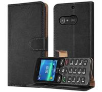 PIXFAB Case for Doro 5860, Leather Wallet Phone Case, Magnetic Book Flip Folio Cover [RFID Protection & 3 Card Slots] and [Kickstand] Case Cover for Doro 5860 - Black