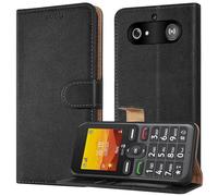 PIXFAB Case for Doro Leva L10, Leather Wallet Phone Case, Magnetic Book Flip Folio Cover [RFID Protection & 3 Card Slots] and [Kickstand] Case Cover for Doro Leva L10 / E10 - Black