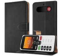 PIXFAB Case for Doro Leva X10, Leather Wallet Phone Case, Magnetic Book Flip Folio Cover [RFID Protection & 3 Card Slots] and [Kickstand] Case Cover for Doro Leva X10 - Black