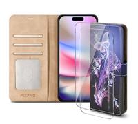 PIXFAB Case for iPhone 16 Pro Max with 2 x Screen Protector Tempered Glass, Leather Wallet Phone Case, Magnetic Book Flip Folio Cover [RFID Protection & Card Slots] and [Kickstand] - Butterfly