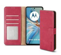 PIXFAB Case for Motorola G75 with 2 x Screen Protector Tempered Glass, Leather Wallet Phone Case, Magnetic Book Flip Folio Cover [RFID Protection & Card Slots] and [Kickstand] Case Cover - Pink