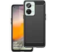 PIXFAB Case For OnePlus Nord 2T, [Slim Fit] Shockproof Brushed Carbon Fibre [Protective Case] Cover, Gel Rubber Phone Case For One Plus Nord 2T - Black