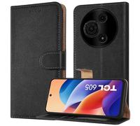 PIXFAB Case for TCL 605/60 SE, Leather Wallet Phone Case, Magnetic Book Flip Folio Cover [RFID Protection & Card Slots] and [Kickstand] Case Cover for TCL 605/60 SE- Black