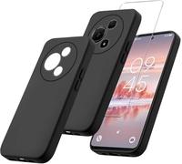 PIXFAB Case for TCL 605 / TCL 60 SE with 1 x Screen Protector Glass [Ultra Slim] Scratch Resistant TPU Gel Rubber Soft Skin Silicone [Protective Case] Phone Case Cover for TCL 605 - Black