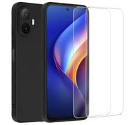 PIXFAB Case for TCL K70 5G with 2 x Screen Protector Glass, [Ultra Slim] Scratch Resistant TPU Gel Rubber Soft Skin, Protective Phone Case Cover for TCL K70 5G - Black