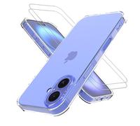 PIXFAB Clear Case for iPhone 16 with 2 x Screen Protector Tempered Glass, Shockproof [Ultra Slim] Scratch Resistant Gel Rubber Silicone [Protective Case] Cover for iPhone 16