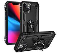 PIXFAB Compatible With Apple iPhone 13 Mini, Shockproof Case, Protective Ring Armour Phone Cover with [Kickstand], Dual Layer Shock Absorption, Phone Case For Apple iPhone 13 Mini (5.4") - Black