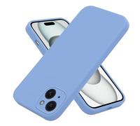 PIXFAB Compatible With iPhone 15 Plus Case, Slim Liquid Silicone Shockproof [Anti-scratch] Armor Case, Protective Soft Rubber Gel Phone Cover For iPhone 15 Plus - Sky Blue
