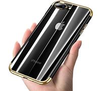 PIXFAB Compatible With iPhone 7 Plus / 8 Plus (5.5") - Gold Metallic Electroplating Bumper Slim Silicone Gel Clear Case Cover