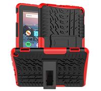 PIXFAB For Amazon Fire HD 8 2020 (10th Gen) And Fire HD 8 Plus (10th Gen) Tablet Shockproof Case, Hybrid [Tough] Rugged Armor Protective Cover, Tablet Case Cover With Built-in [Kickstand] - Red