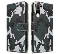 PIXFAB For Doro 8080 Leather Phone Case, Magnetic Closure Full Protection Book Folio Design, Wallet Case Cover [Card Slots] and [Kickstand] For Doro 8080 - Camouflage
