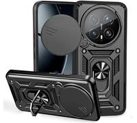 PIXFAB for Honor Magic8 Pro/Magic 8 Pro Case, Shockproof Case with Camera Lens Protection, Protective Ring Armour Phone Cover with [Kickstand] - Black
