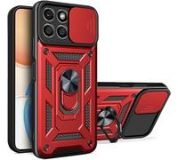 PIXFAB For Honor X8 5G / Honor 70 Lite/Honor X6 4G Case, Shockproof Case with Camera Lens Protection, Protective Ring Armour Phone Cover [Kickstand], Dual Layer Shock Absorption, Phone Case - Red