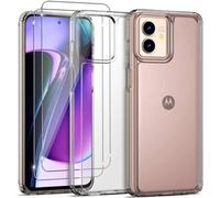PIXFAB for Motorola G55 Clear Case with 2 x Screen Protector Tempered Glass, [Ultra Slim] Scratch Resistant TPU Gel Rubber Soft Skin Silicone [Protective Case] Cover for Motorola G55