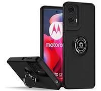 PIXFAB for Motorola Moto E14 / G04 / G04s / G24 Shockproof Case, Magnetic Ring Armour Phone Cover with [Kickstand], Frosted Matte Case, Lightweight With Military Grade Shock Absorption Case - Black