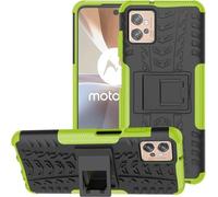 PIXFAB For Motorola Moto G32 Shockproof Case, Hybrid [Tough] Rugged Armor Protective Cover, Phone Case Cover With Built-in [Kickstand] - Green