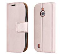 PIXFAB For Nokia 105 (2017) Leather Case, Phone Case, Magnetic Closure Full Protection Book Design Wallet Flip With [Card Slots] and [Kickstand] For Nokia 105 (2017) - Rose Gold