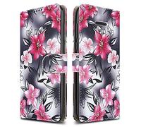 PIXFAB For Nokia 215 (4G) Leather Phone Case, Magnetic Closure Full Protection Book Folio Design, Wallet Case Cover [Card Slots] and [Kickstand] For Nokia 215 4G - Flower