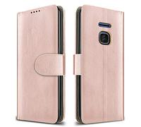 PIXFAB For Nokia 225 4G Leather Phone Case, Magnetic Closure Full Protection Book Folio Design, Wallet Case Cover [Card Slots] and [Kickstand] For Nokia 225 (4G) - Rose Gold